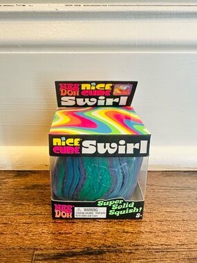 Nee Doh needoh Nice Cube Swirl Super Solid Squish! - Teal, Blue, Purple